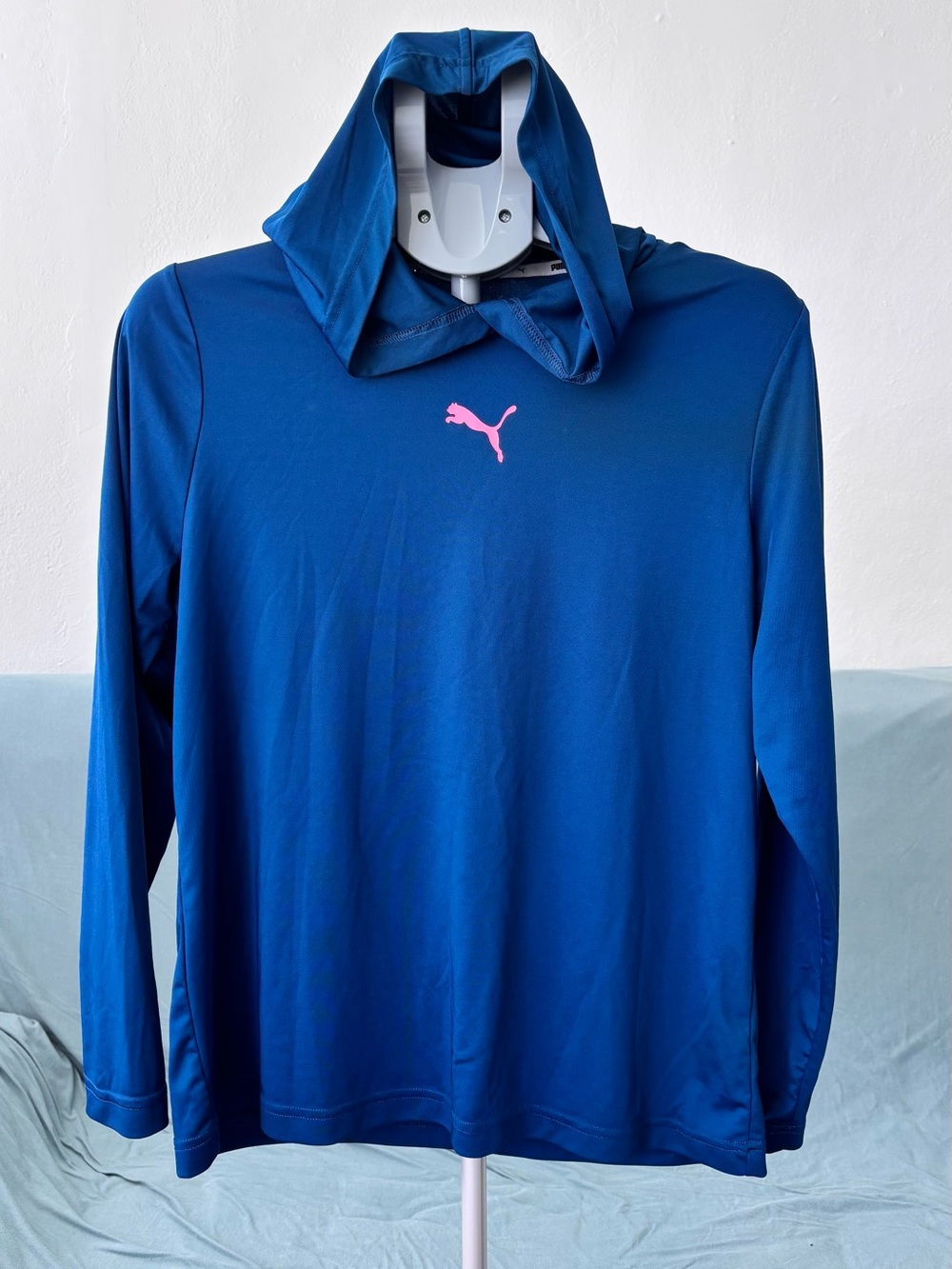 Puma Navy Hooded Dry-Fit Long Sleeve Top L